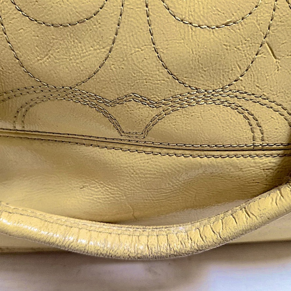 Coach Mustard Yellow Embossed Poly leather Tote,  with lots of life, discounted - Picture 10 of 16